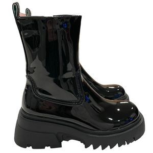 SIMMI x Dolls Kill Chunky Vegan 🌱 Patent Leather Side Zip Boots - NWT